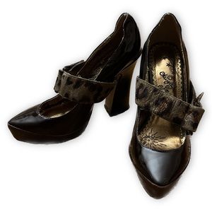 Naughty Monkey Unique Brown & Leopard Platform Heels
